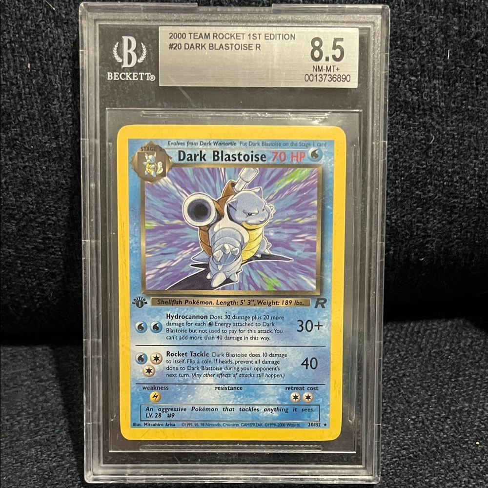 Pokemon Dark Blastoise Trading Card - Blue and Yellow